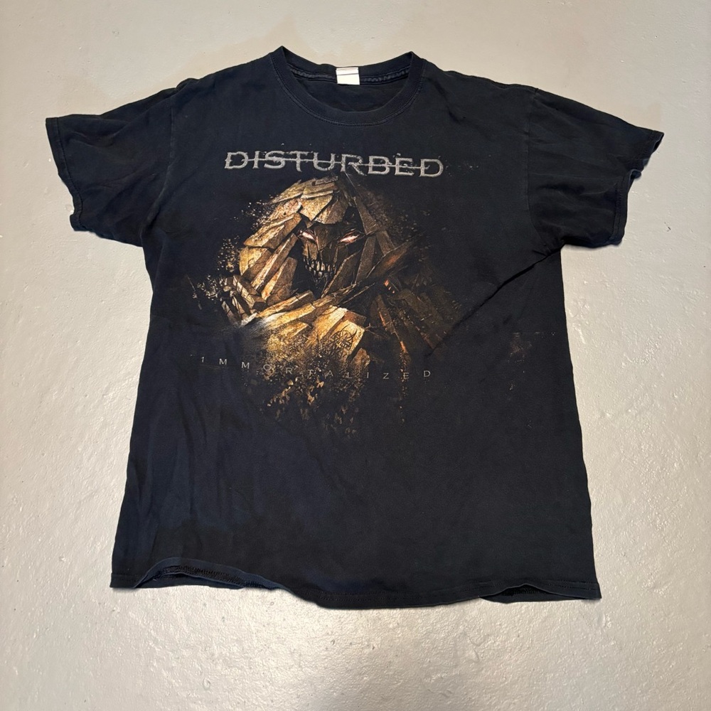 Y2K Disturbed Tour Tshirt Men M Black Band Tee Metal Rock Emo Grunge Punk